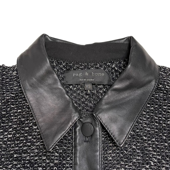 Rag & Bone Knit Shacket With Leather Trim Jacket - Picture 6 of 7